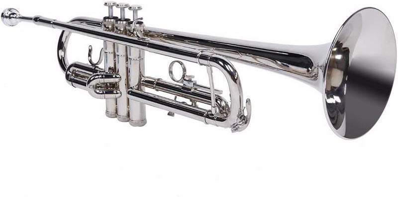 Kcelarec Brass Standard B Trumpet Instrument with Case,Gloves, for Student Beginner (Silver) - Image 1